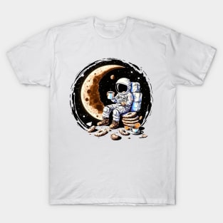 Astronaut Drinking Coffee on the Moon #2 T-Shirt